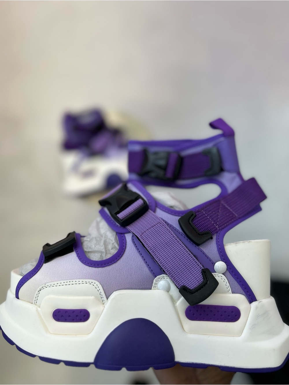 PURPLE MULBERRY PLATFORM SANDALS